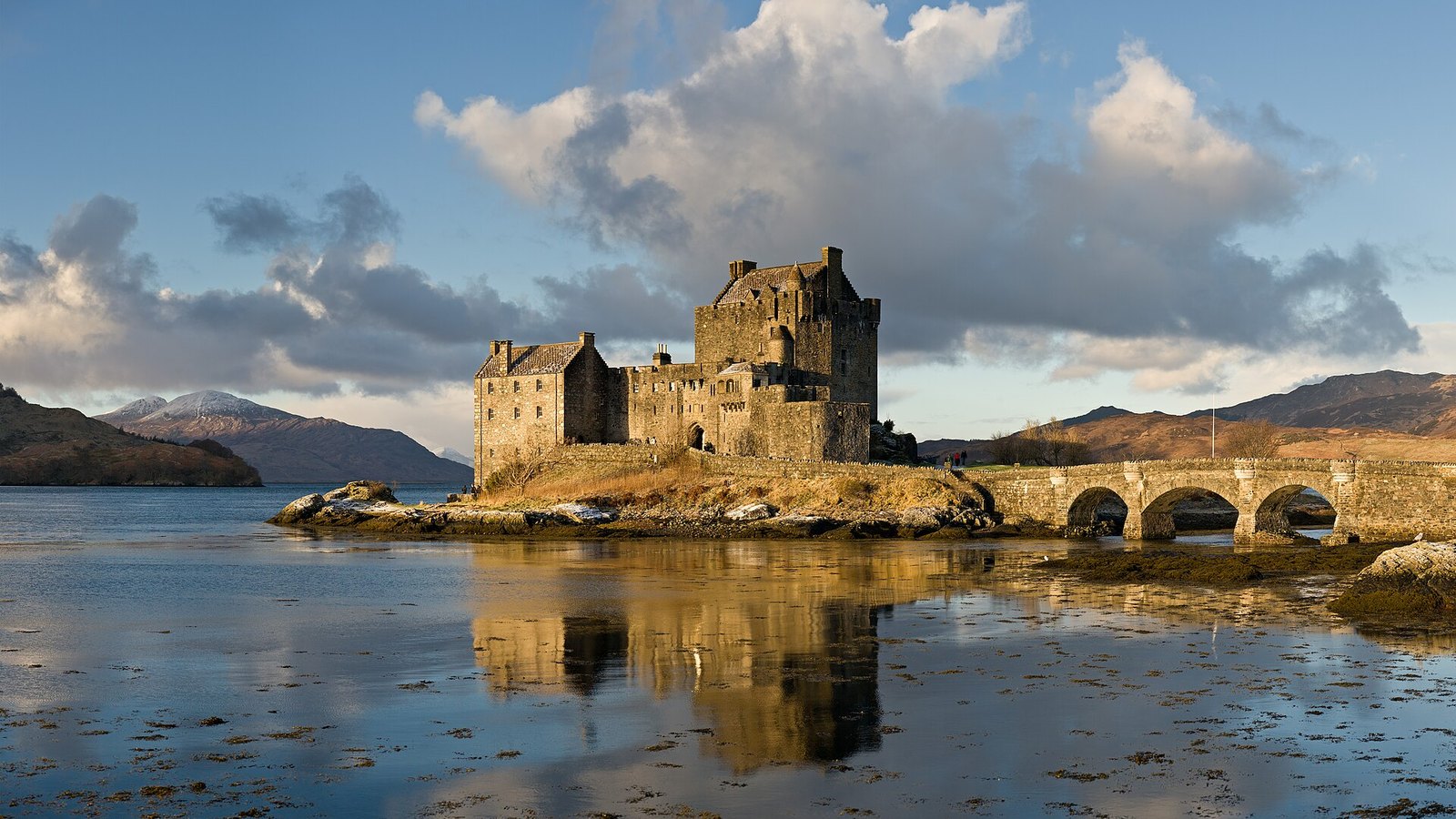 Eilean Donan Castle on a rugged, overcast Highland day